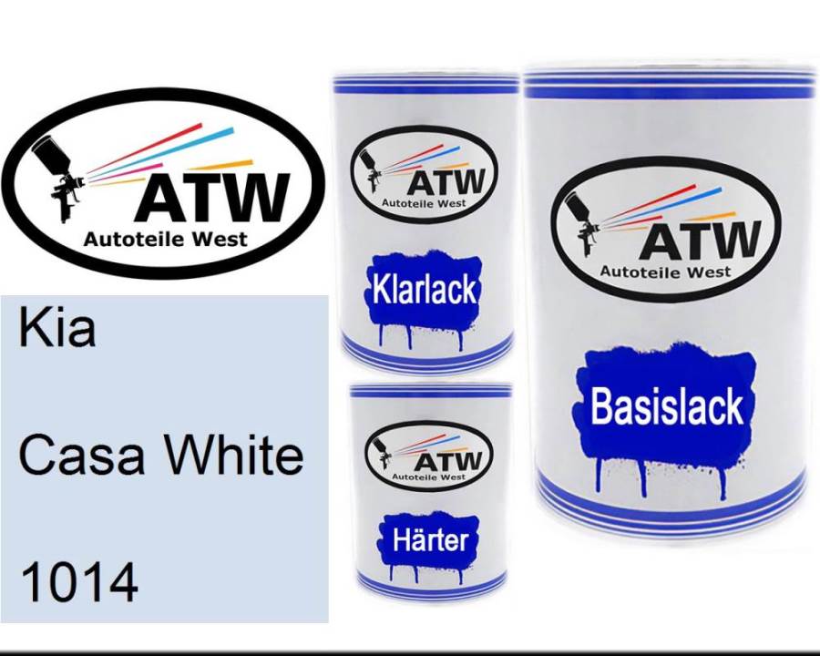 Kia, Casa White, 1014: 500ml Lackdose + 500ml Klarlack + 250ml Härter - Set, von ATW Autoteile West.